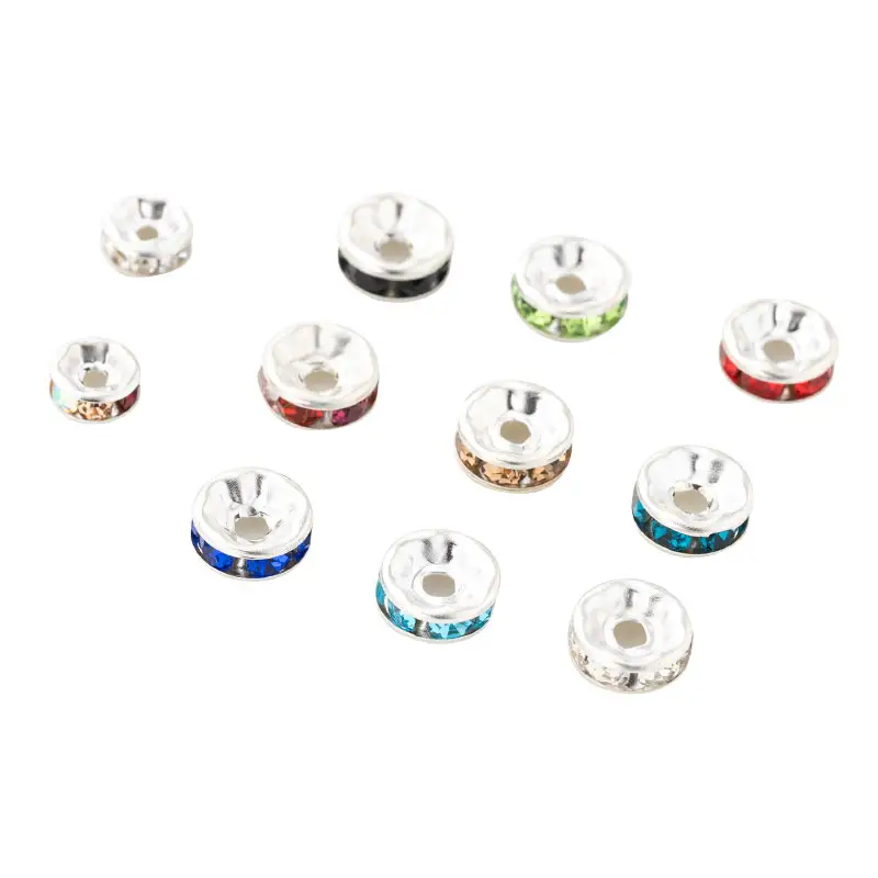 Mode 6/8Mm Rhinestone Lichtmetalen Sieraden Ring Bead Maken Metalen Kraal Spacer Ketting Diy Accessoires