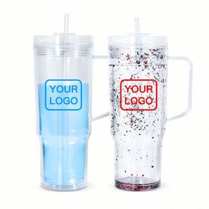 Nuevo Vaso Acrílico de Doble Pared con Diseño Personalizado, Gran Capacidad de 40 Oz, Ecológico, Transparente, para Café - Product Image 1