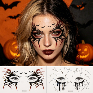 Autocollants de maquillage gothiques effrayants pour Halloween, pour enfants et adultes, effet <span class=keywords><strong>3D</strong></span> toile d'araignée, fard à paupières, tatouage temporaire pour le visage, accessoire d'art corporel - Product Image 2