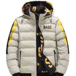 Veste à capuche pour homme en dropshipping - Manteau d'hiver décontracté en polyester 100% à motif alphabet, coupe régulière, tissu non extensible - Product Image 1