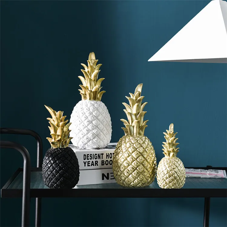 Best selling Nordic indoor Golden Pineapple luxury home decoration accessories resin home decoration