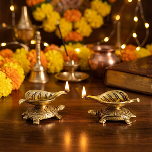 Graceful <b>Leaf</b> Oil Diya the Perfect Blend of Nature and <b>Light</b> Sustainable Glow <b>Leaf</b>-Design Oil Diya for Your Sacred Space - Product Image 6