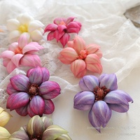 Têtes de fleurs de magnolia artificielles en silicone et coton, aspect naturel, pour DIY, pinces à cheveux, matériaux pour coiffes et accessoires de couronnes