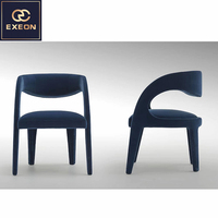 Chaise de salle à manger de style italien, mobilier de restaurant de haute qualité, fauteuil en tissu givré, design en velours bleu
