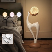 HJ HOME Veilleuse créative Mère et Fils Cerf, style postmoderne, lumière blanche chaude, commande tactile, ornement de sol pour salon et chambre à coucher
