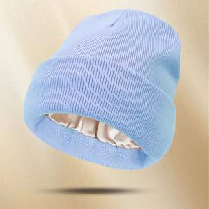 หมวกบีนนี่บุขนแกะ หมวกบีนนี่หรูหราพร้อมโลโก้แบบกำหนดเอง หมวกบีนนี่ผ้าซาติน - Product Image 3