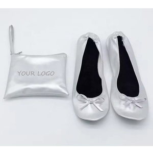 Женская складная дорожная балетная обувь без шнуровки на плоской подошве - Product Image 2