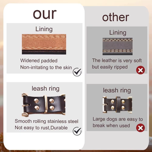 Collar de Perro Ajustable de Cuero Genuino de Lujo Acolchado y Ensanchado NiBao - Product Image 5