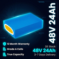 Batterie de vélo électrique 48V 24Ah en stock en Allemagne, pack lithium 3000mAh 13s8p avec BMS 50A et charge rapide 4A XT60 pour VTT à pneus larges