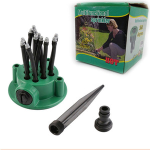 Aspersor Giratorio de 360 Grados con Base Plana y Estaca para Tierra, Sistema de Riego para Jardín y Césped con 10 Cabezales - Product Image 1