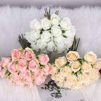 Bouquet de roses artificielles en soie en gros, 10 têtes, pour décoration de mariage