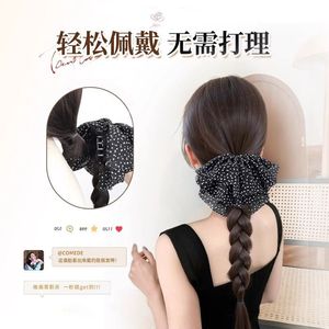 Braided Wig Polka Dot <b>Bow</b> Low Ponytail <b>Clip</b> On Natural Realistic Style For Women - Product Image 6