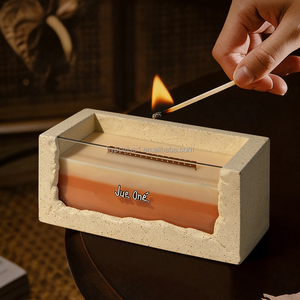 Jueone – Nouveaux pots à bougies vides en verre et béton, carrés, grande capacité 25 oz, pour remplir de la <span class=keywords><strong>cire</strong></span>, récipients en ciment - Product Image 2