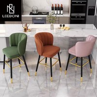 Tabourets de bar hauts en velours recouverts de tissu et ensembles de chaises de restaurant au design moderne pour la cuisine