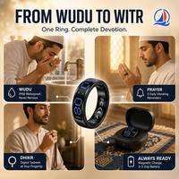 Bague Tasbih Numérique Intelligente avec Compteur et 5 Rappels Vibrants pour les Prières Quotidiennes, Personnalisable OEM, Étanche IP68, Bague Dhikr pour Musulmans