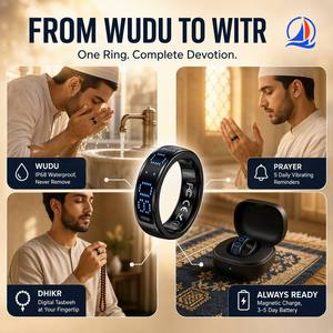 Bague Tasbih Numérique Intelligente avec Compteur et 5 Rappels Vibrants pour les Prières Quotidiennes, Personnalisable OEM, Étanche IP68, Bague Dhikr pour Musulmans - Product Image 5