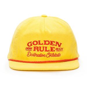 หมวกแก๊ปทรง snapback สีเหลืองแบบไม่มีโครง 5 ช่องปักโลโก้ พร้อมเชือกผูกแบบคอร์ดูรอย - Product Image 2