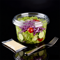 Op maat gemaakte logo/kleur 8-32oz transparante PET wegwerpcontainers & saladebekers voor fruit, groenten, delicatessen, acai bowls met koepel-/platte deksels