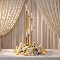 Tempat Lilin Logam Emas Tinggi dengan Lengan, untuk Dekorasi Meja Natal, Dekorasi Pernikahan, Candelabra Logam Elegan