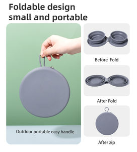 BPA livre silicone bacias do cão para viagens fácil tendo dobrável tigela dupla - Product Image 3