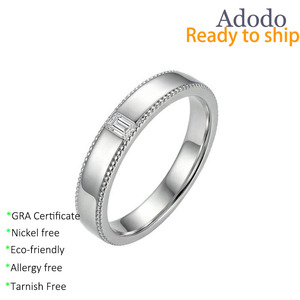 Anelli in Moissanite Taglio Smeraldo Vvs D Gra, Gioielli Minimalisti in Argento Sterling 925 Placcato Oro Bianco Antiossidante per Coppie - Product Image 1