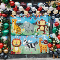 6 Ballons en Aluminium 3D Thème Animaux de la Jungle Safari (Lion, Léopard, Girafe, Zèbre, Éléphant, Singe) pour Décoration de Fête