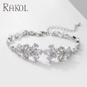 RAKOL BP5026 High Quality Women <b>Gold</b> Design Jewelry Charm Tennis Cubic Zirconia <b>Bangle</b> Bracelet - Product Image 1