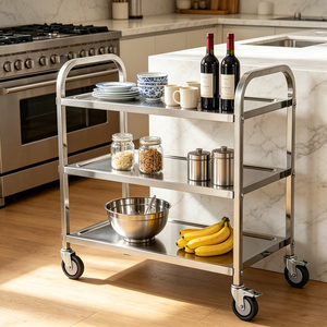 Chariot de <span class=keywords><strong>service</strong></span> robuste à structure démontable avec cadre renforcé, chariot de cuisine d'entrepôt pour usage commercial multi-scènes - Product Image 2