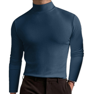 Chemises décontractées pour hommes européens et américains <span class=keywords><strong>T</strong></span>-shirts à manches longues à <span class=keywords><strong>col</strong></span> haut pour l'automne et l'hiver Tops de couleur pure - Product Image 5