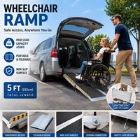 Rampe pliante en aluminium pratique de 1,5 m, capacité de 272 kg, surface antidérapante, rampe de mobilité pour accès aux escaliers et aux portes