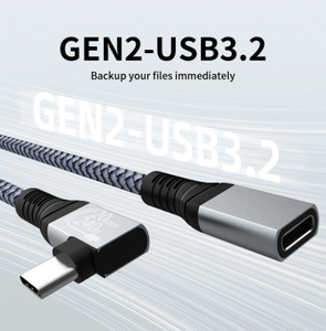 30cm nylon bện 90 độ USB cáp mở rộng ngắn góc phải U Loại C Cáp mở rộng Nam sang nữ - Product Image 3