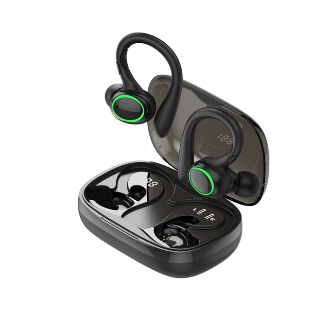 Free Sample Huien Wireless Headphones Bluetooth 5.3 Earphones IP7 Waterproof Bluetooth Headphones Sport with LED Display Earbuds