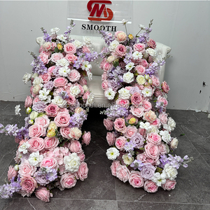 Nuovo <span class=keywords><strong>Design</strong></span> Elegante Runner Floreale Rosa Acceso per Arco Nuziale, Composizione Floreale Rosa Scuro per Tavolo da Matrimonio - Product Image 6