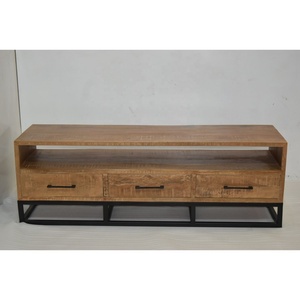 Soporte de TV de dos cajones de madera de mango macizo hecho a mano de diseño Industrial, muebles convertibles, comedor, Hotel, hogar, oficina, Villa - Product Image 4