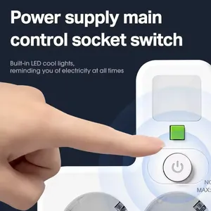מפצל חשמל עם תקע אירופאי, 4 שקעי AC, 2 שקעי USB, יציאת Type-C אחת, שני מתגים נפרדים ותאורת לילה קטנה - Product Image 2