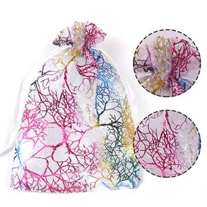 Sacs cadeaux en organza transparent, pochette en maille corail avec cordon de serrage 9x12cm, sac cadeau pour bijoux, pour présentation de mariage - Product Image 6