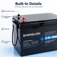 Baterai LiFePO4 3840Wh 12.8V 300Ah Untuk Sistem Surya Besar Penyimpanan Energi Rumah Tangga Portabel 200Ah Pengosongan Kontinu