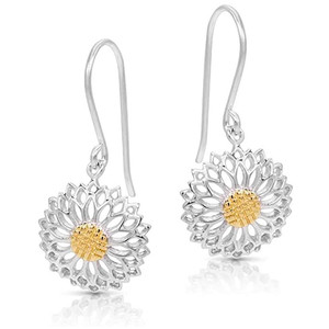 Orecchini Pendenti a Margherita Traforata in Stile Francese per Donne, Bicolore, Floreali, Retrò, Eleganti, Stile Coreano, Gioielli alla Moda - Product Image 1