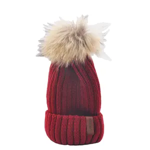 Topi rajut musim dingin anak-anak, dewasa anak-anak elastis hangat warna murni topi Beanie bulu tebal kasmir anak-anak topi Beanie musim dingin