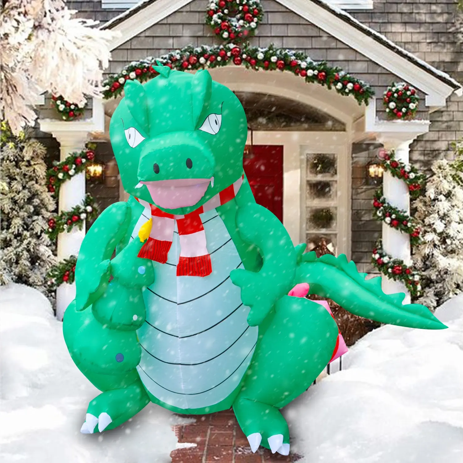 Decorações infláveis de Natal para festas ao ar livre e decoração de quintal, monstros enormes de 6 pés, dinossauros, suprimentos de Natal