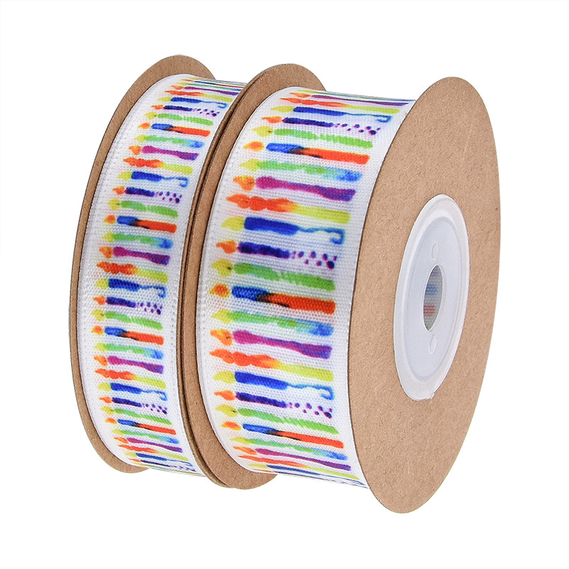 Happy Birthday Small Roll Polyester Satin Ribbon DIY Handmade Gift Ribbon Baking Gift Box Strap for Gift Wrapping
