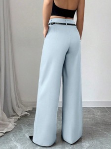 Pantaloni a Vita Alta per <span class=keywords><strong>Donna</strong></span>, Casual, Gamba Larga, con Tasche, per Ufficio - Product Image 3