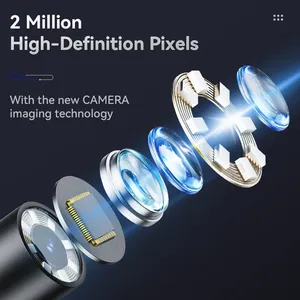 Caméra d'inspection d'endoscope automobile 360 degrés 4 voies articulées 6mm IP67 8 LED réglables pour iPhone Android