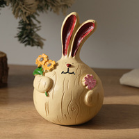 Ornements en résine ZAKKA, style campagnard, couple de lapins obèses cueillant des fleurs, artisanat, cadeaux, Journée des enfants, emballage standard