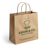 Sac à emporter en papier écologique marron personnalisé avec poignée torsadée pour l'emballage de plats à emporter, idéal pour les cafés, les festivals et les artisanat
