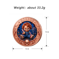 Pièces de monnaie en cuivre sur le thème du cinéma, 1 oz, 999, avec relief de personnage d'horreur, pièce de collection artisanale en métal pour Halloween, pièce de défi