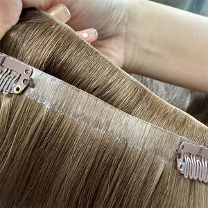 Extensiones de <span class=keywords><strong>Cabello</strong></span> con Clip Invisibles de Alta Calidad, 100% <span class=keywords><strong>Cabello</strong></span> Humano, Doble Trama, Puntas Completas, para Salón - Product Image 1