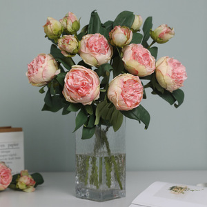 Fleurs de pivoine artificielles Ruilisi à 2 têtes, roses, en plastique et soie, pour décoration de mariage et de maison - Product Image 1