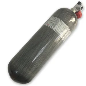Cilindro de gas compuesto de fibra de carbono HPA de 6.8L CE con válvula de calibre rojo de rosca M18 * 1,5 para tanque de buceo y respiración de rescate SCBA