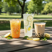 Gobelets jetables en plastique PP givré à fond rond avec impression de logo personnalisé, 12, 16, 22 oz, pour bubble tea, boba tea, milkshake